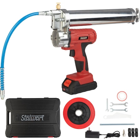 Stalwart 20V 12000 PSI Cordless Grease Gun, Red 75-PT2010